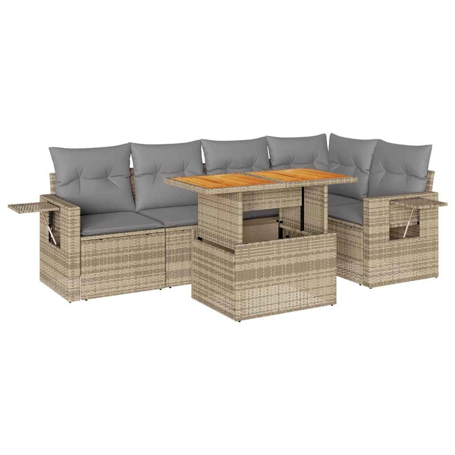 vidaXL 6-Tlg Garten-Sofagarnitur mit Kissen Beige Poly Rattan 3327153 günstig online kaufen