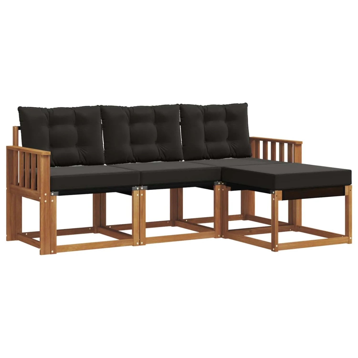 vidaXL Outdoor-Sofagarnitur mit Kissen 4-Tlg Natur und Schwarz 3368543