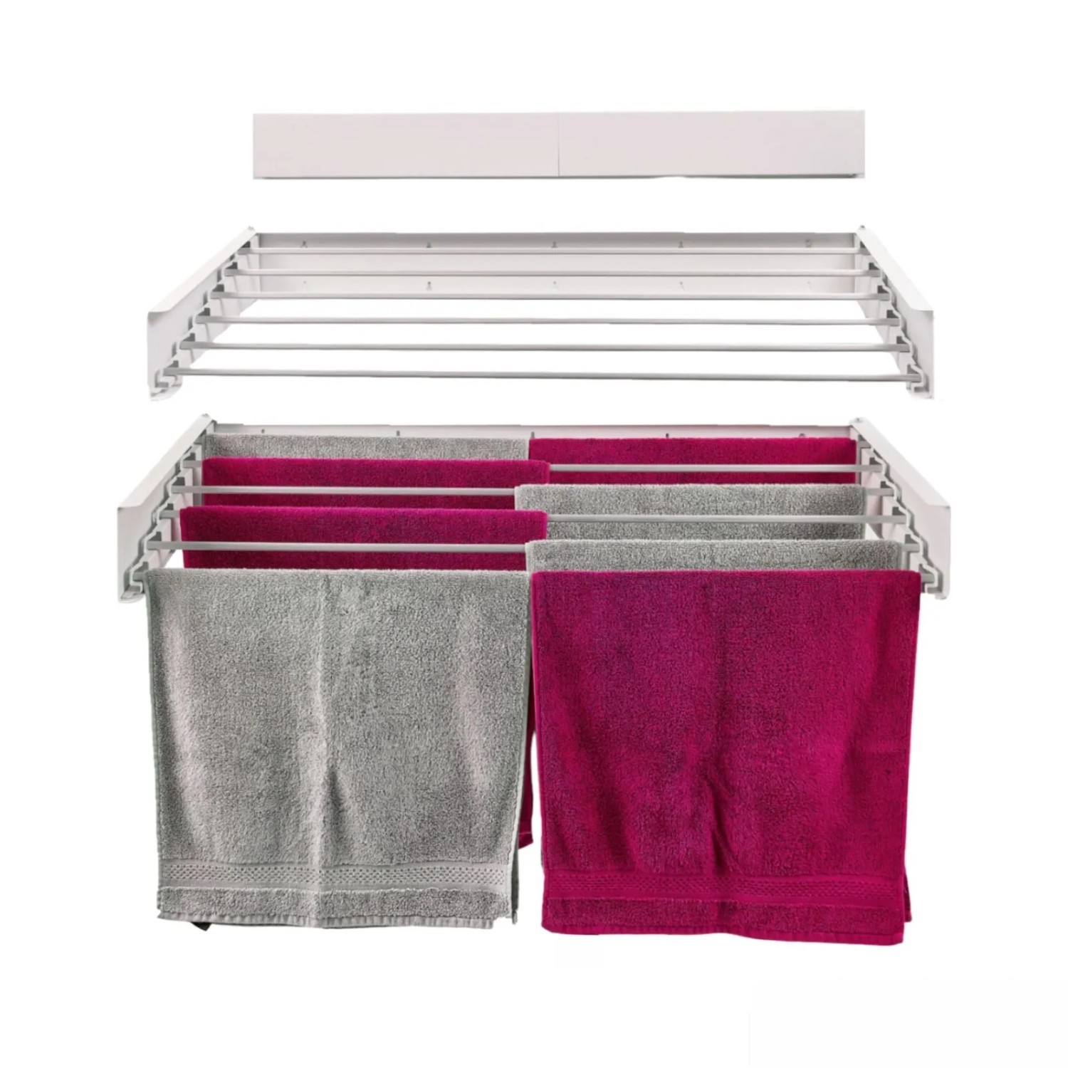 Foxydry Wäscheständer Zur Wandmontage Ausziehbar Platzsparend 101 cm Weiß