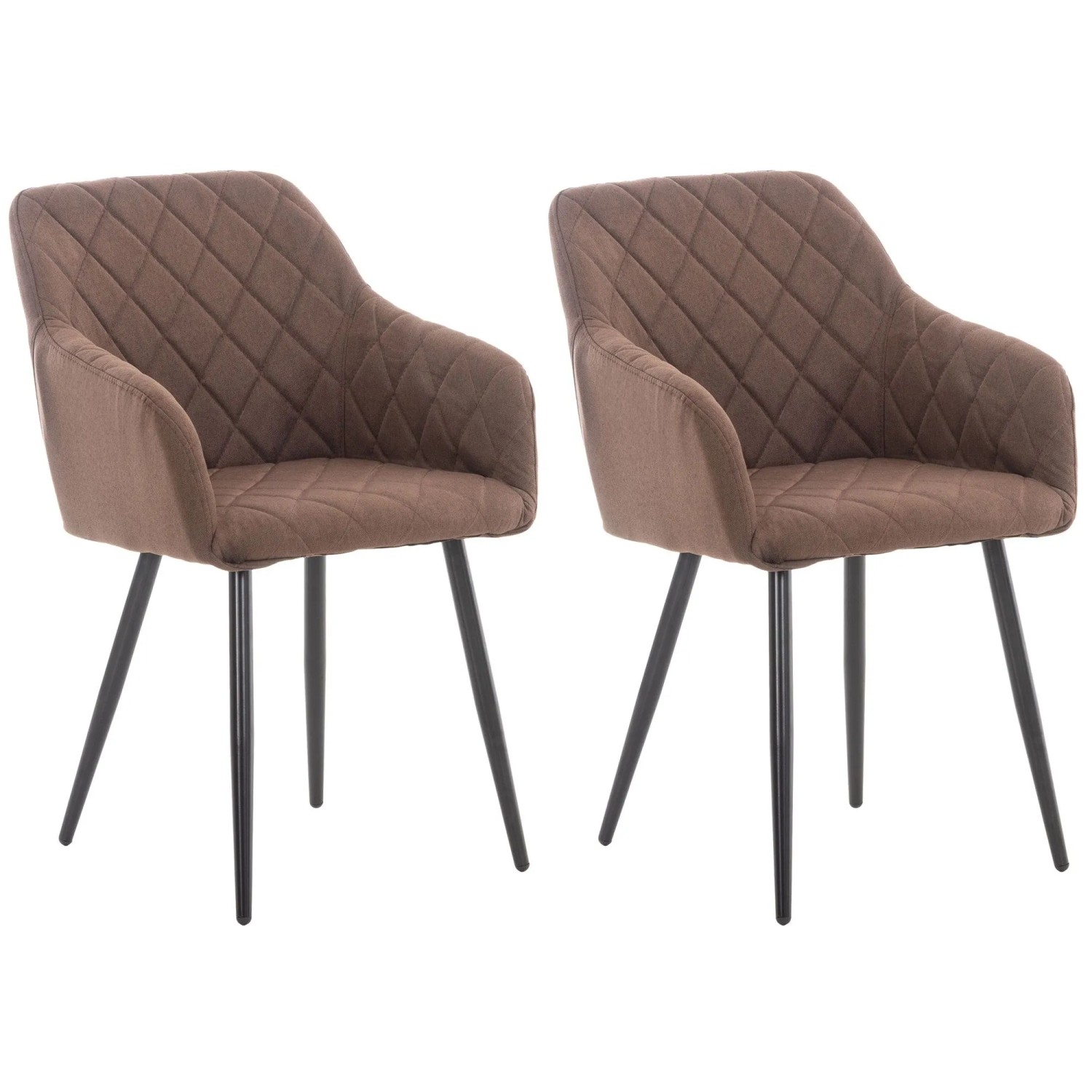 DELUKE 2er Set Esszimmerstuhl LISAN Stoff Braun 47x44x84cm Essstühle Esszimmerstühle Küchenstühle Wohnzimmerstühle