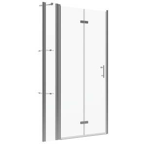 Aquabatos Duschkabine Duschfalttür 100cm Breit 6mm ESG Klarglas Dusche Nischentür mit Hebe-Senk-Funktion 197cm Höhe Duschabtrennung