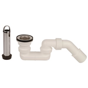 Kirchhoff Standrohrventil mit Siphon, 47,8 mm, weiß. Ideal für Waschbecken mit wenig Platz.