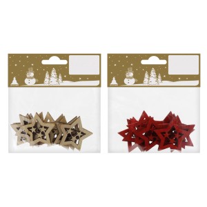 Streusterne in Rot und Natur, 10er Pack, ca. 4 cm, Weihnachtsdekoration.
