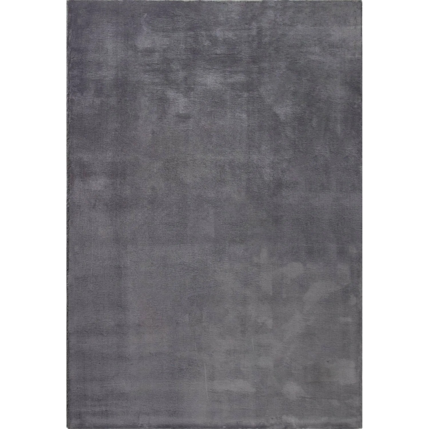 Rechteckiger grauer Kurzflor Teppich 200x140 cm. Weicher, einfarbiger Teppich für Wohnzimmer und Schlafzimmer.