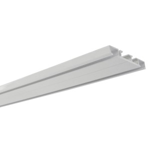 Weiße, 2-läufige Gardinia Aluminium-Vorhangschiene, 250 cm lang.