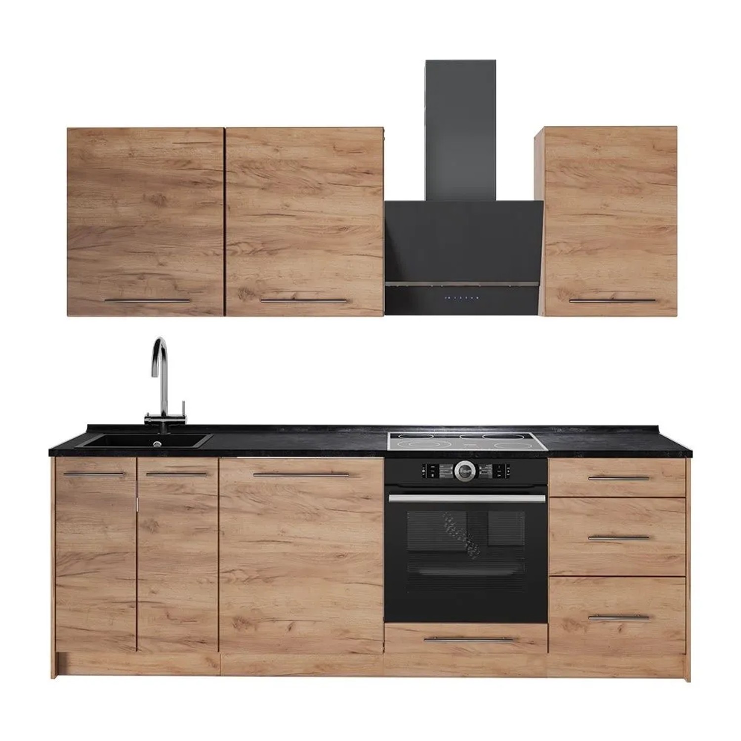 Vicco Küchenzeile Fame-Line Goldkraft Eiche/Goldkraft Eiche 230 x 82 AP Anthrazit Art Nr 63986