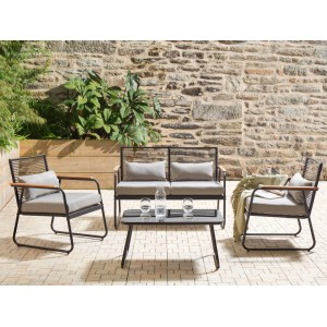 Beliani Lounge Set POMONTE Schwarz Grau