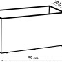 Abbildung eines schwarzen Elho Vivo Next Lang Pflanzkübels 59x29,5x29,2 cm mit Rollen und Maßangaben.