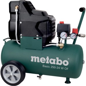 Metabo Kompressor Basic 250-24 W OF, ölfreier Kolbenkompressor mit 24 l Kessel und Manometer.