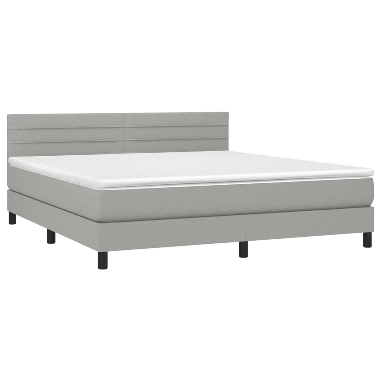 vidaXL Boxspringbett mit Matratze & LED Hellgrau 160x200 cm Stoff 3133245 günstig online kaufen