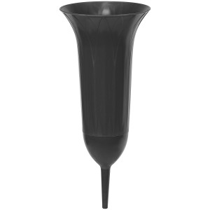 Anthrazit Grabvase (ca. 26cm) mit Erdspieß für Grabgestecke.