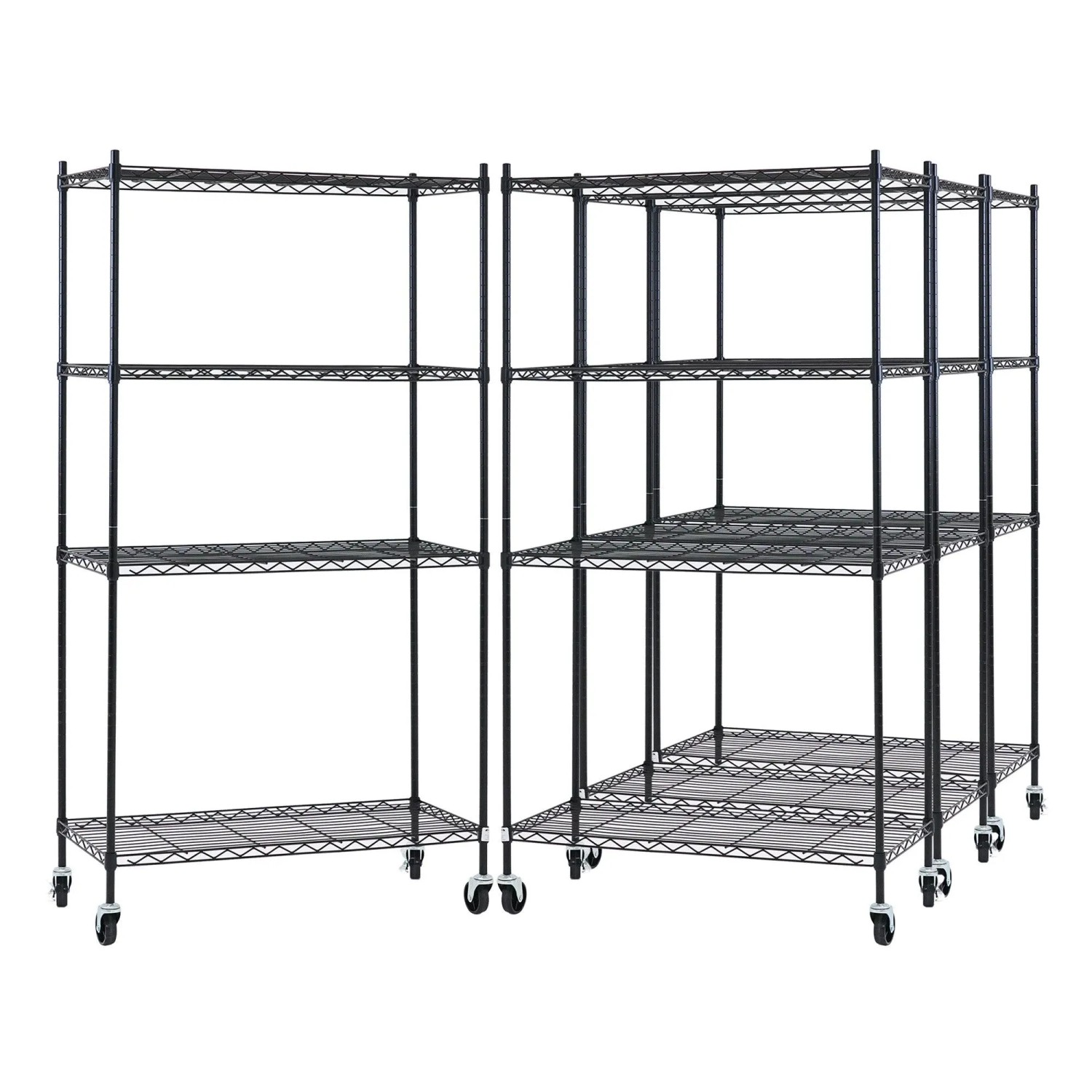PROREGAL Mega Deal 4X Gitterregal HADES Mit Rollen & 4 Gitterböden Metall 160x90x40cm Fachlast 75kg Metallregal Schwarz  Küchenregal Aufbewahrung