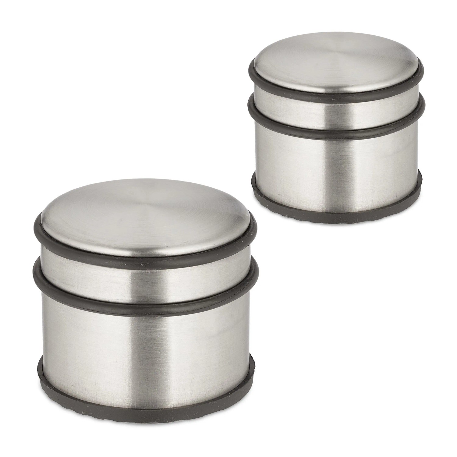 Relaxdays Türstopper 2er Set Edelstahl Silber Schwer Rutschfest 7,5 cm x 9 cm 1,1 kg