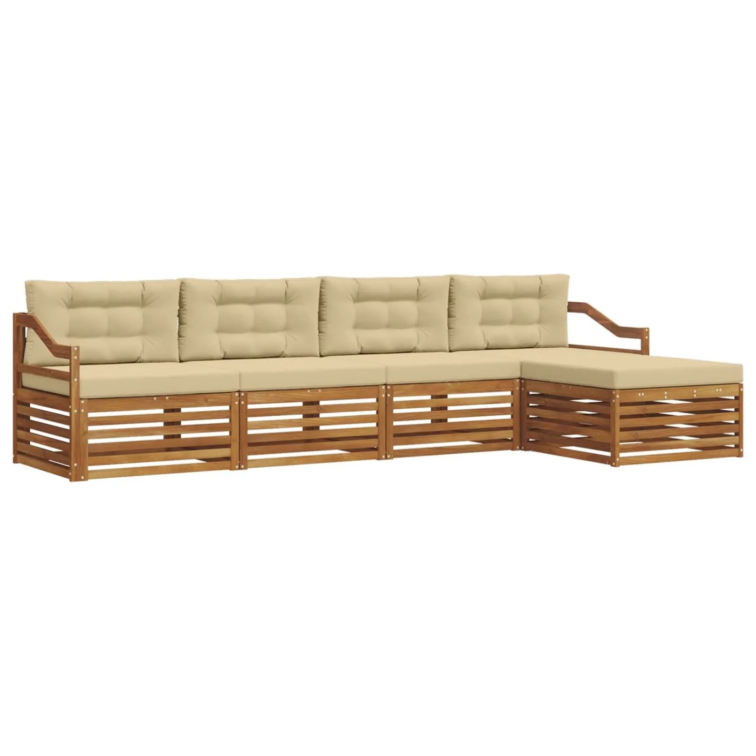 vidaXL Outdoor-Sofagarnitur mit Kissen 5-Tlg Natur und Beige 3373318