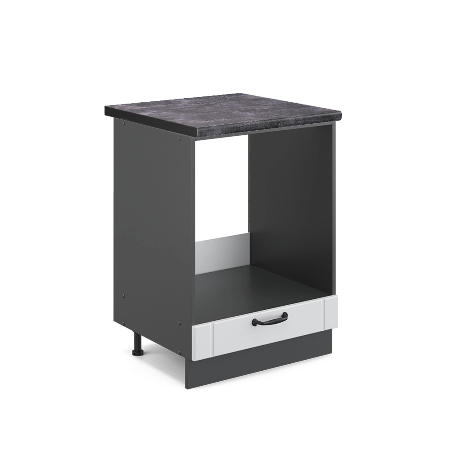 Vicco Herdumbauschrank Fame-Line Weiß Landhaus/Anthrazit 60 cm AP Anthrazit