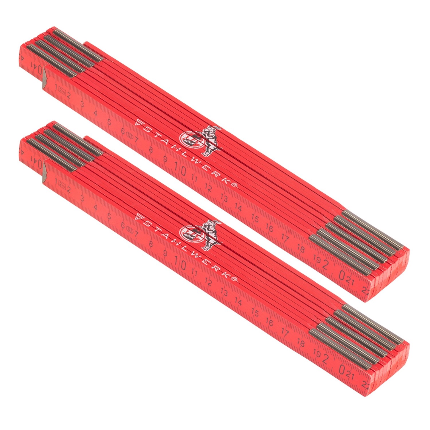 STAHLWERK Zollstock 1 FC Köln Edition 2er Set 2 M Meterstab Gliedermaßstab