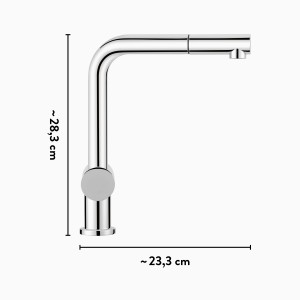 baliv Niederdruck Küchenarmatur KI-1050 N Chrom mit Maßangaben, geeignet für Boiler
