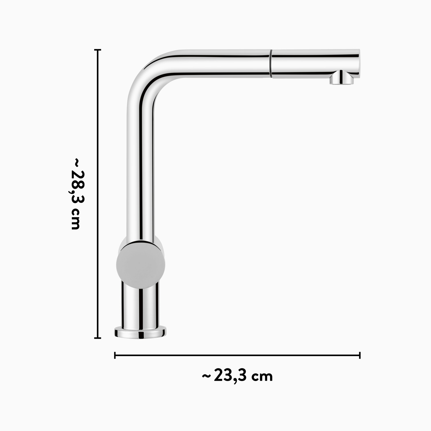 baliv Niederdruck Küchenarmatur KI-1050 N Chrom mit Maßangaben, geeignet für Boiler