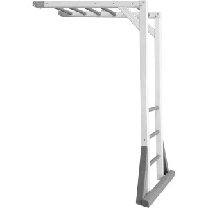 Axi Beach Tower Klettergerüst in Grau und Weiß mit Sprossenleiter und Affenleiter.