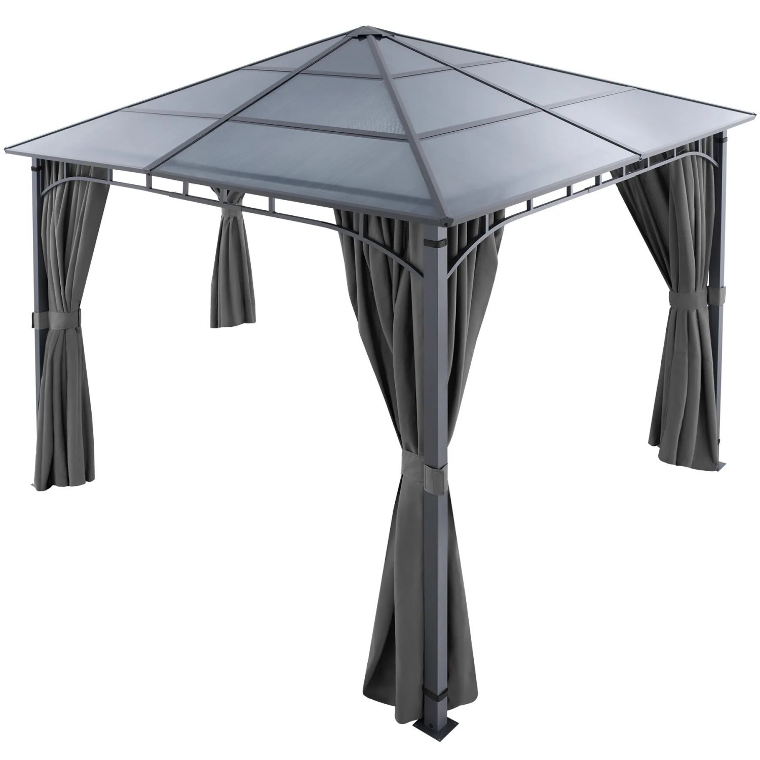 Tectake Gartenpavillon Caracas Mit Aluminiumgestell  Pulverbeschichtet Wetterfest und Uv Beständig 3 x 3 M 300 x 300 x 263 cm Grau