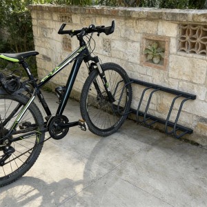 Relaxdays Fahrradständer Stahl Anthrazit für 4 Fahrräder Boden und Wandmontage 27 cm x 101 cm x 24 cm