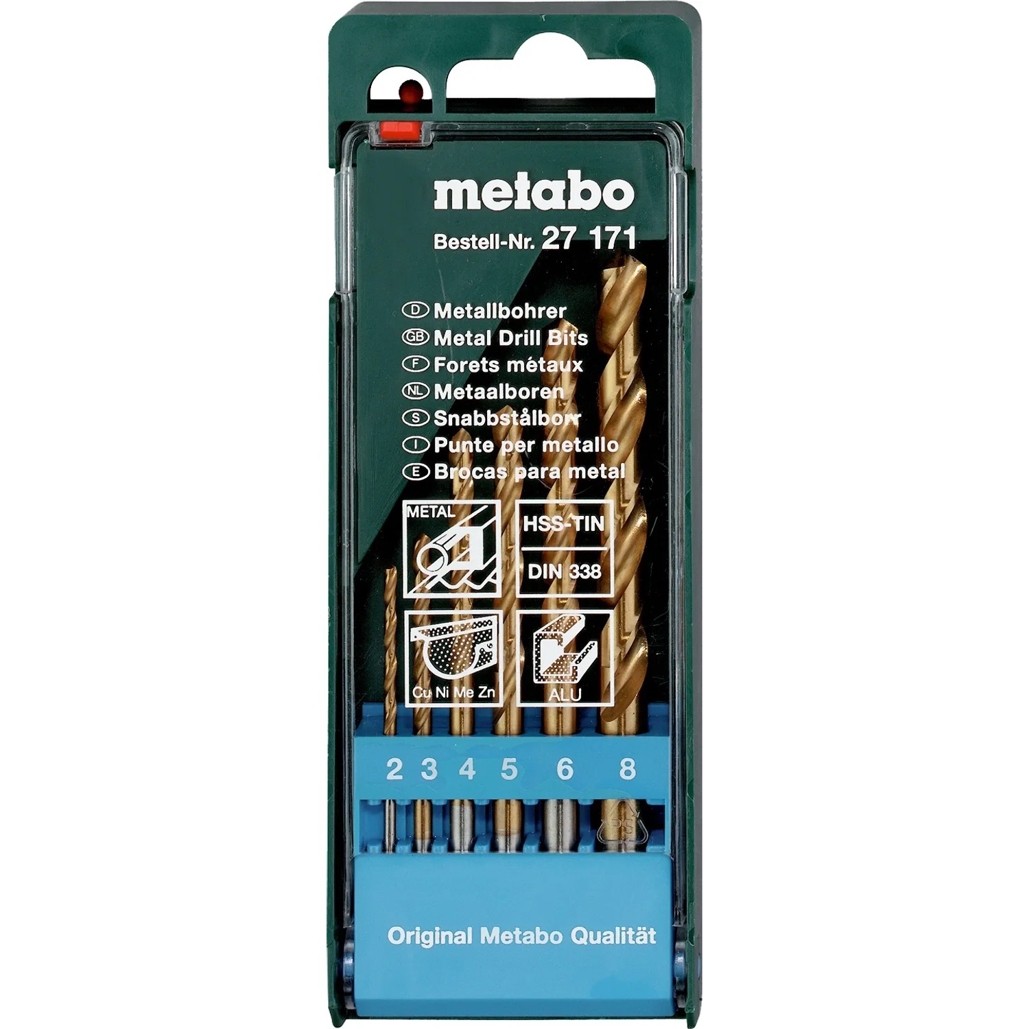 Metabo 627171000 Metall-Spiralbohrer-Set 6teilig 2 mm, 3 mm, 4 mm, 5 mm, 6 mm, 8 mm 1 St.