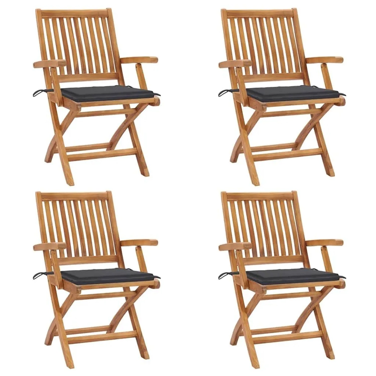 vidaXL Klappbare Gartenstühle mit Kissen 4 Stk Massivholz Teak 3072723 günstig online kaufen