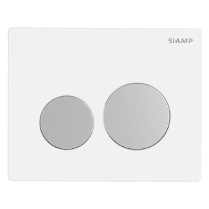 Siamp Sphere Betätigungsplatte, weiß mit Chrom-Tasten für Ingenio WC-Elemente.