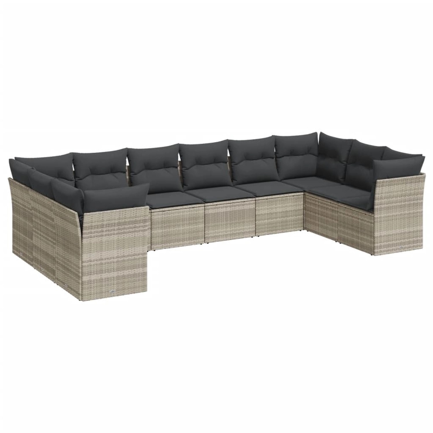 vidaXL 10-Tlg Garten-Sofagarnitur mit Kissen Hellgrau Poly Rattan 3218202 günstig online kaufen