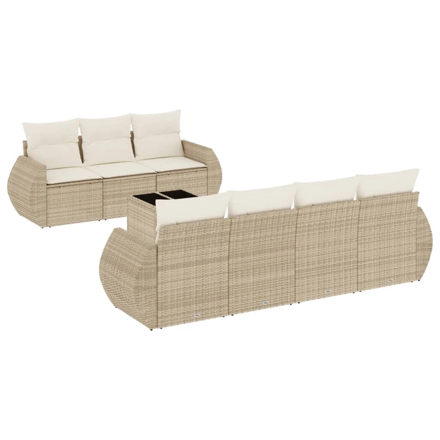 vidaXL 8-Tlg Garten-Sofagarnitur mit Kissen Beige Poly Rattan 3221127 günstig online kaufen