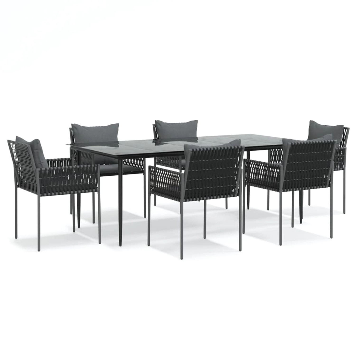 vidaXL 7-Tlg Garten-Essgruppe mit Kissen Poly Rattan und Stahl 3187063 günstig online kaufen