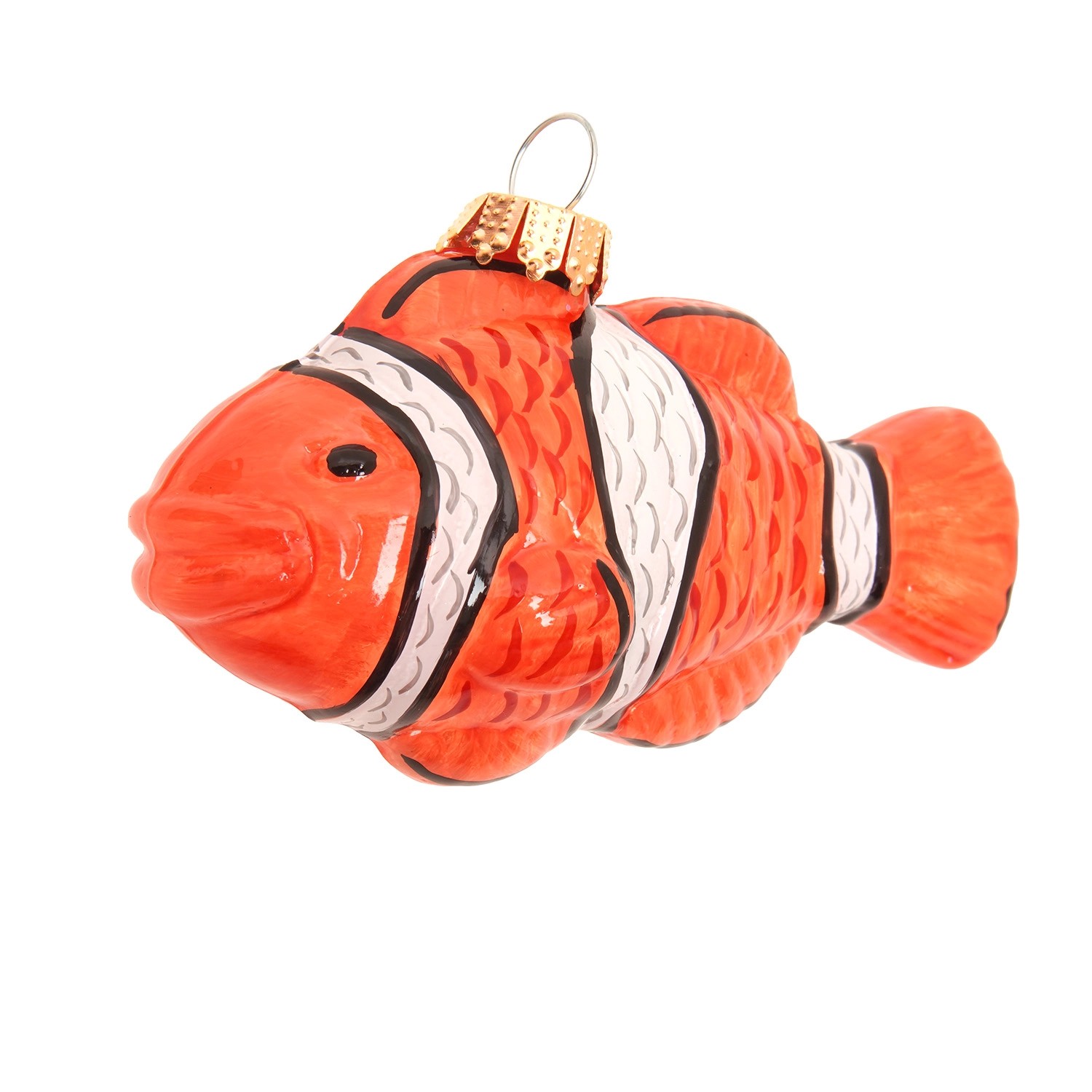 Krebs Glas Lauscha Baumschmuck Clownfisch Orange 8cm