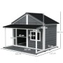 PawHut Hundehütte aus Massivholz mit Terrasse Asphaltdach Grau 124 x 112 x 105cm_4