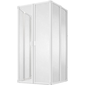 Schulte Badewannenaufsatz Softline hell, 2-teilig, weißer Rahmen.