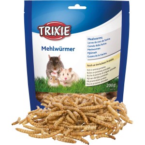 Trixie Mehlwürmer, getrocknet, 200g. Ergänzungsfutter für Nager, reich an tierischem Protein.