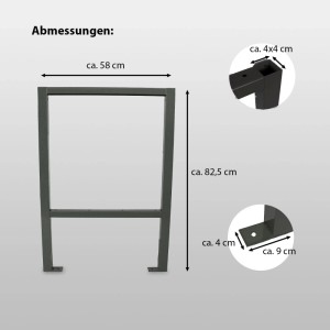 TRUTZHOLM Werktisch Untergestell, Stahl, grau, Maße: 58x82,5x4 cm, Traglast 200kg