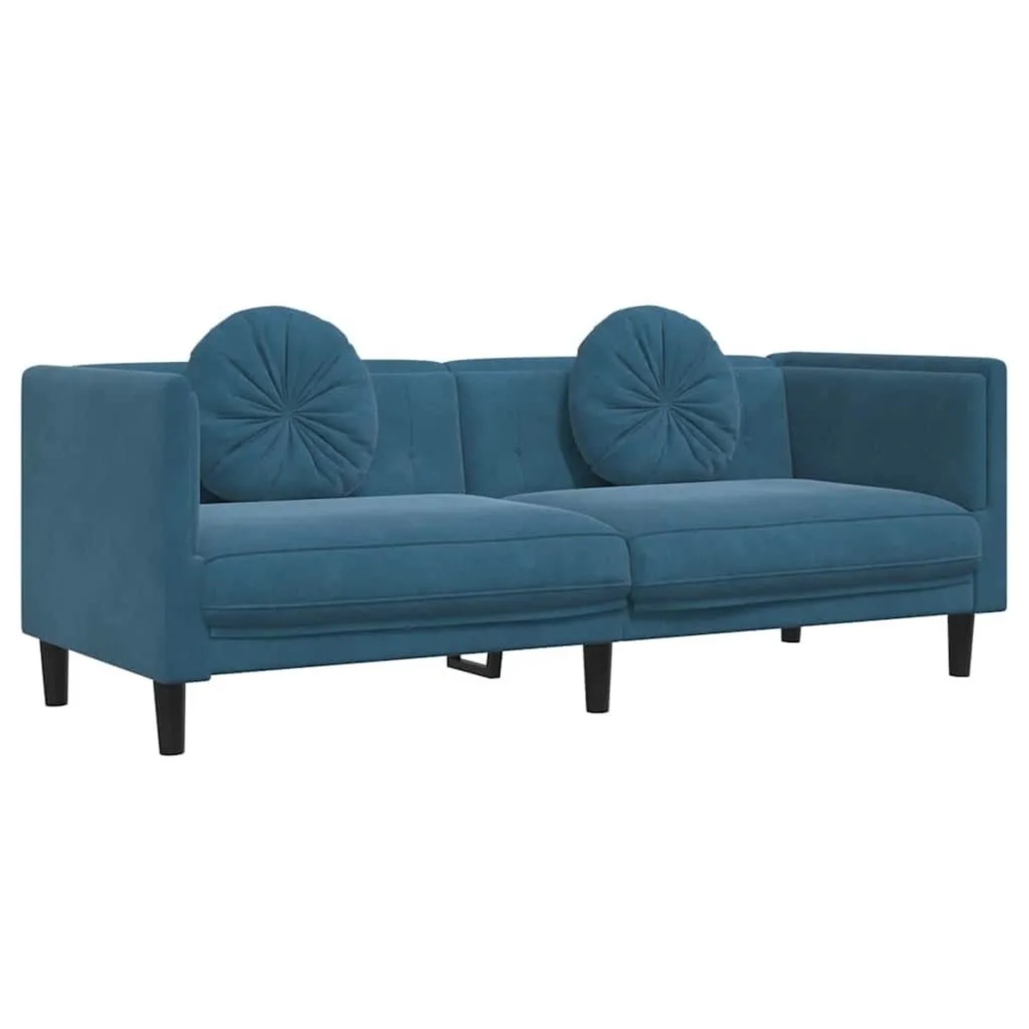 vidaXL Sofa mit Kissen 3-Sitzer Blau Samt 372650