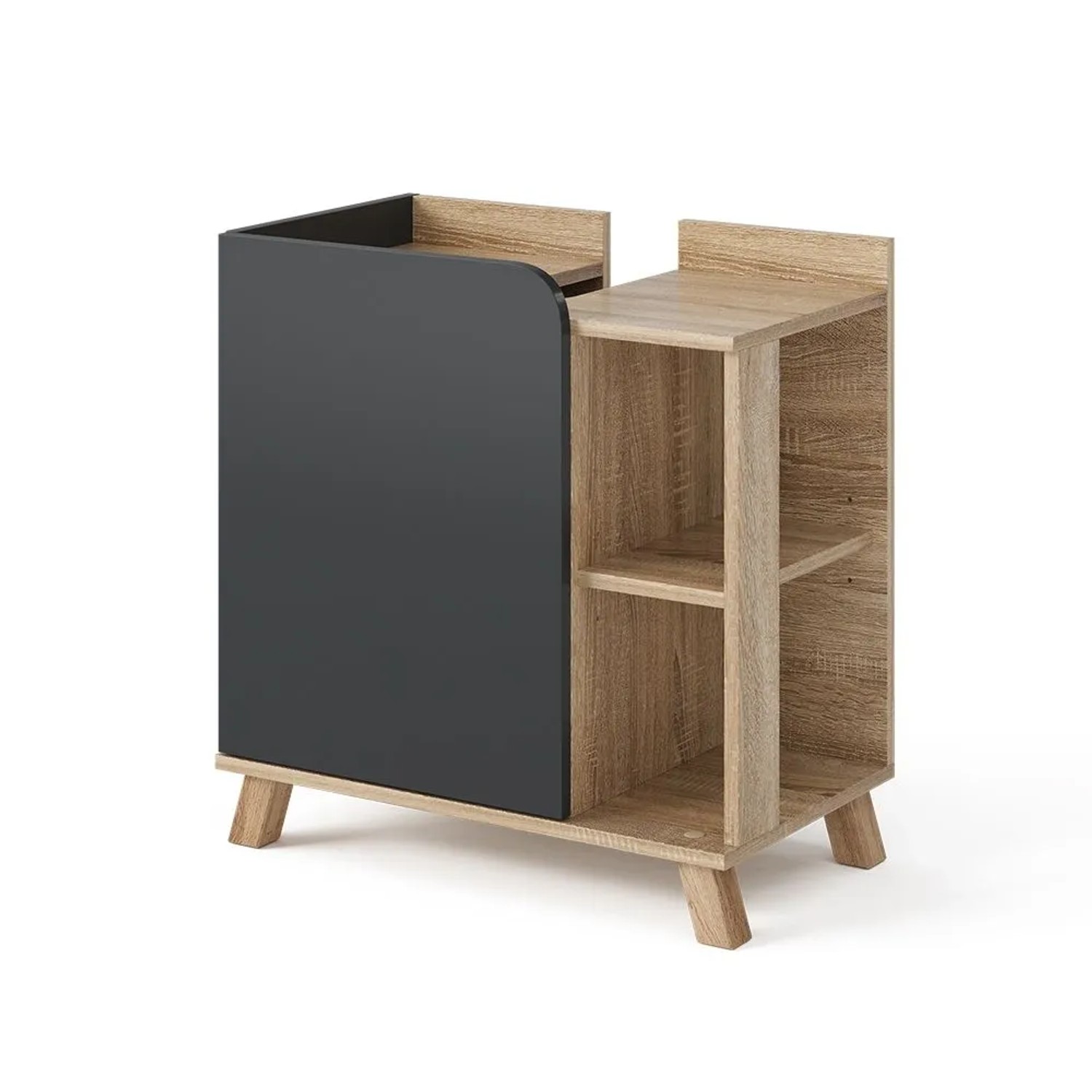 Vicco Waschbeckenunterschrank Karen Sonoma Anthrazit 60 x 65 mit Tür und Offenen Fächern