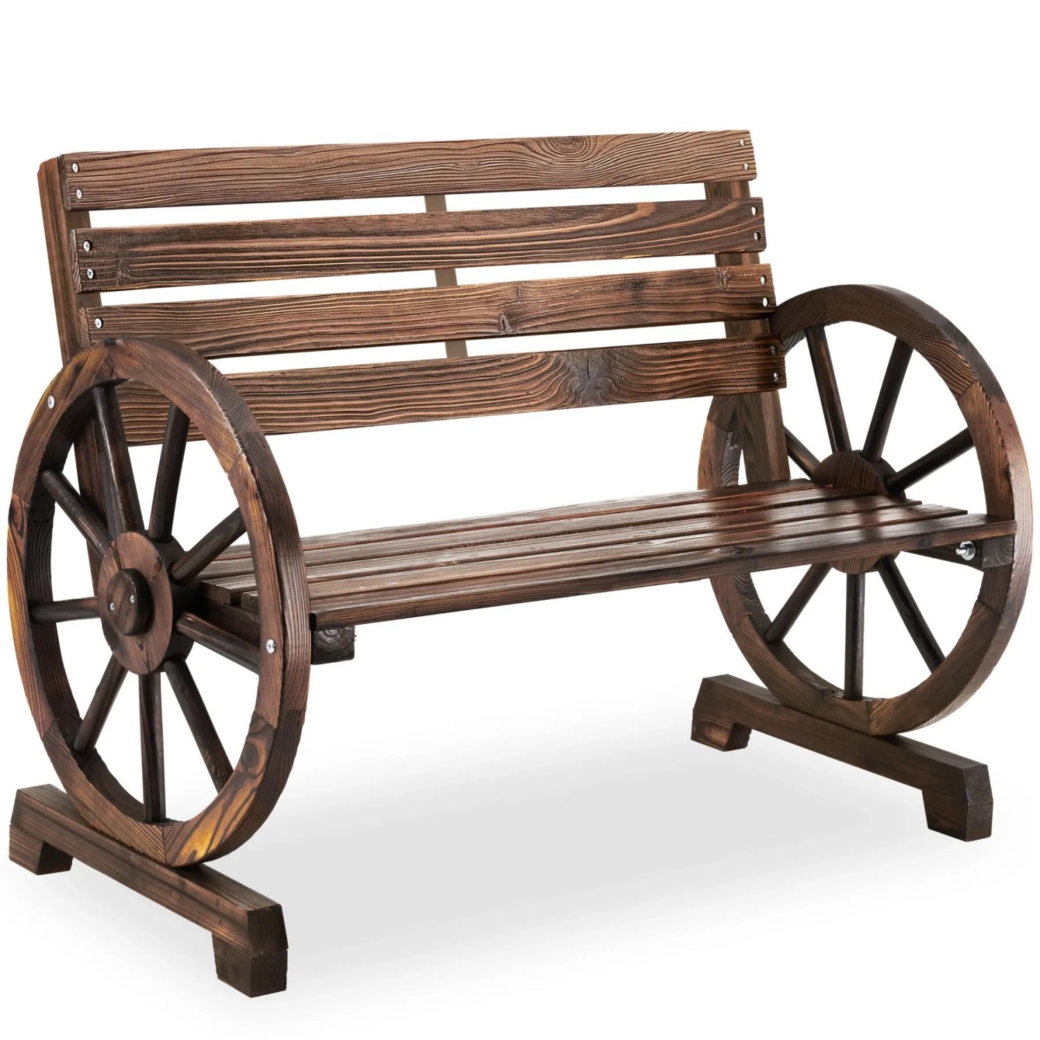 Tectake Gartenbank Howdy 2 Sitzer  106 x 55 x 78 cm Wetterfest  Wagenraddesign  55 x 106 x 78 cm Braun