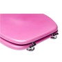 Sanilo WC-Sitz Glitzer Pink aus Holz mit Chrom-Scharnieren, Detailansicht.