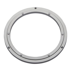 SOTECH Drehkranz aus silbernem Aluminium, Ø304mm, mit sichtbaren Kunststoff-Füßen und Kugellager. Belastbar bis 300kg.