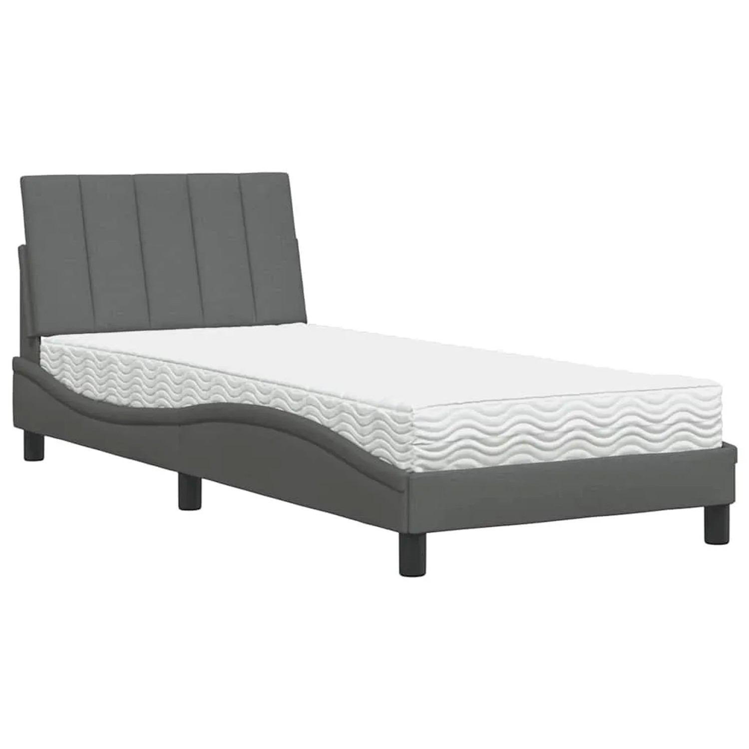 vidaXL Bett mit Matratze Dunkelgrau 90x200 cm Stoff 3310504