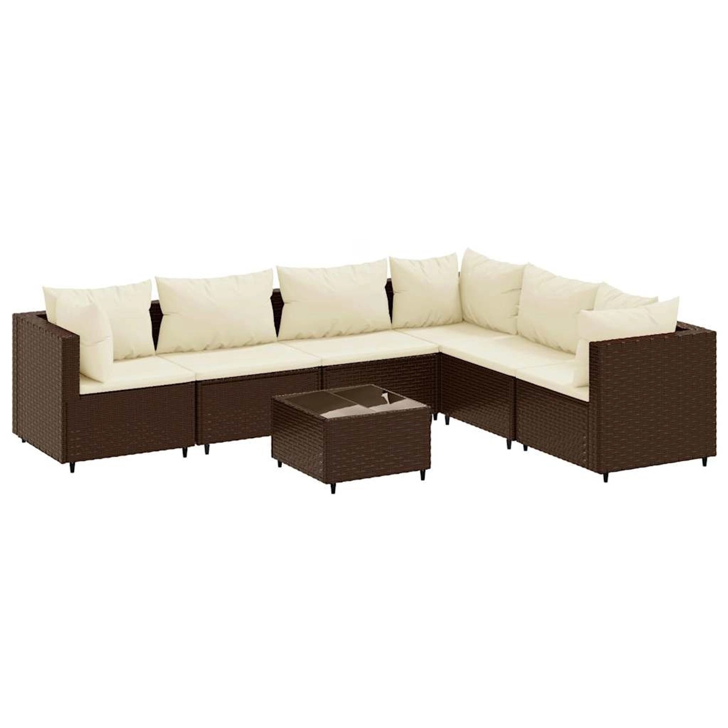 vidaXL 7-Tlg Garten-Lounge-Set mit Kissen Braun Poly Rattan 3308145