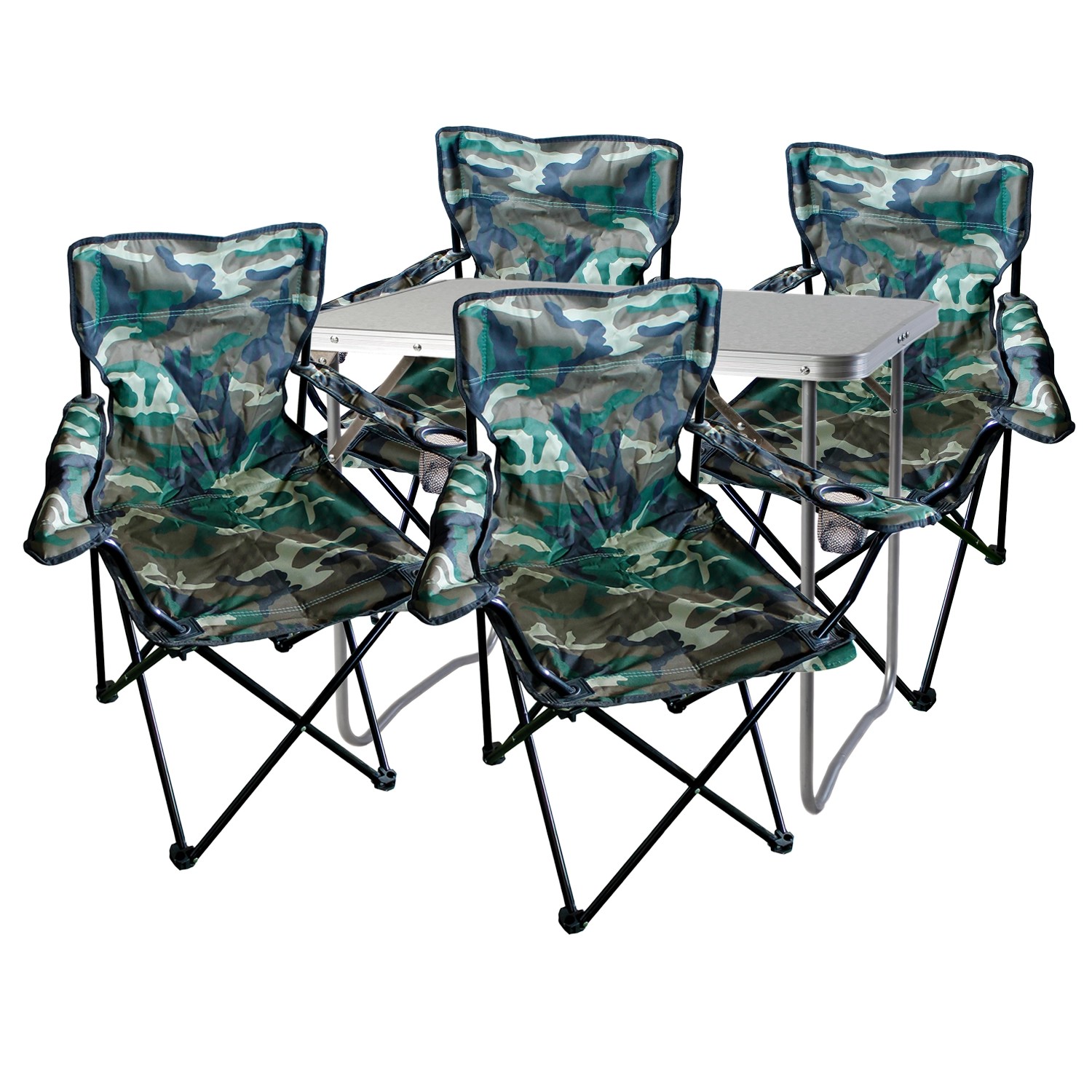 Mojawo 5 Teilig Campingmöbel Set Alu Camouflage mit Tragegriff Camping L70x günstig online kaufen