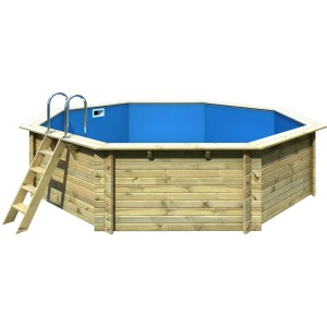 Karibu Holzpool Set mit Leiter und Filteranlage. Kesseldruckimprägniertes Holz.