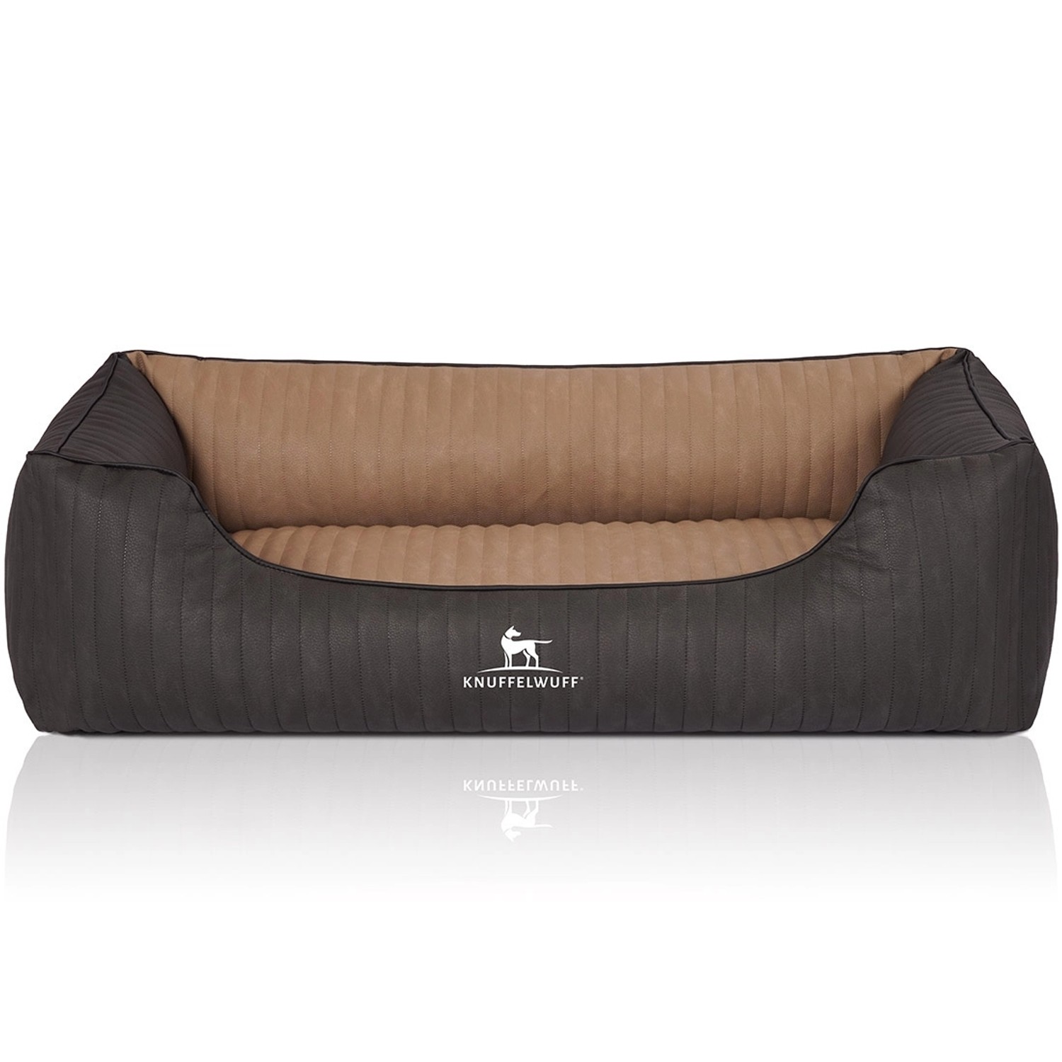 Knuffelwuff Hundebett Outback Orthopädisch Kunstleder XXL 120 x 85cm Schwarz/Cappuccino