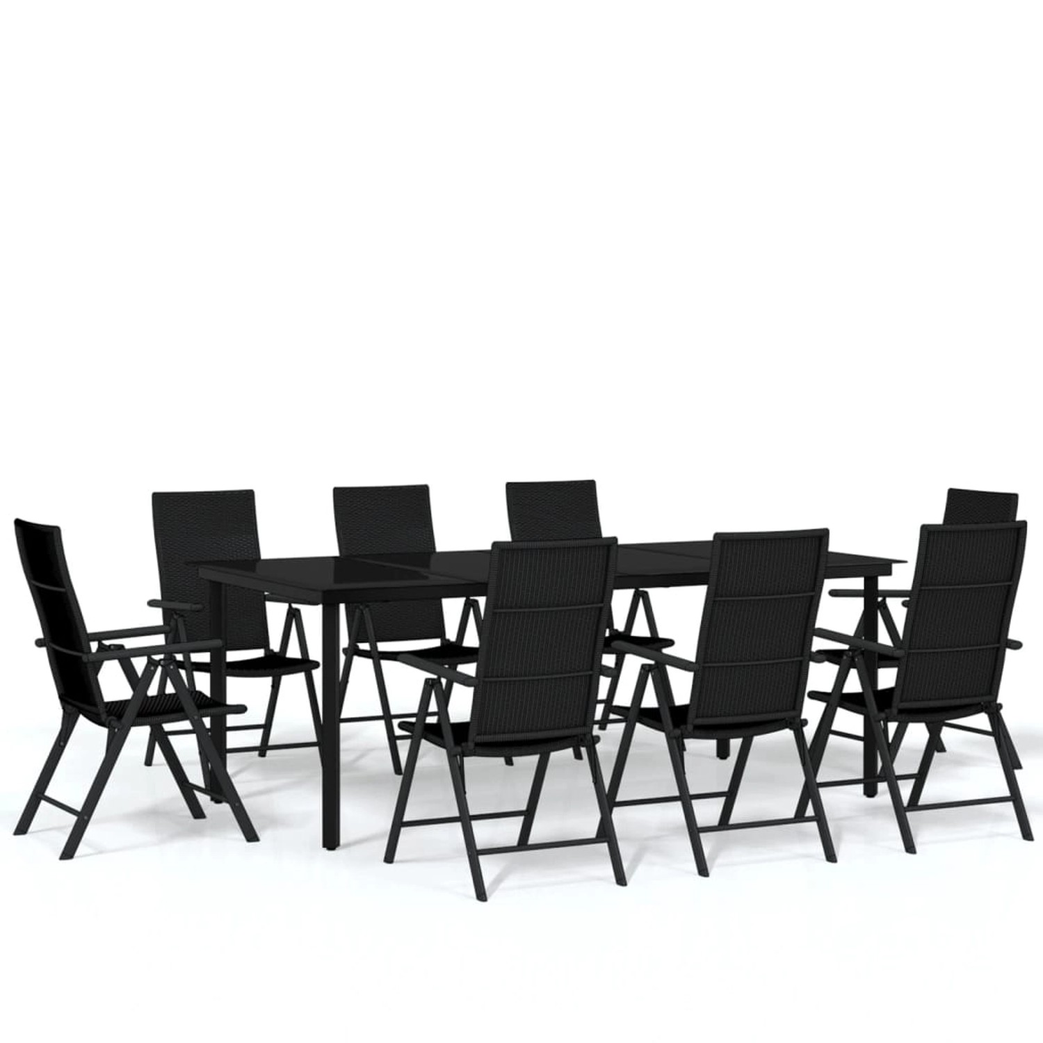 vidaXL 9-Tlg Garten-Essgruppe Schwarz 3099106