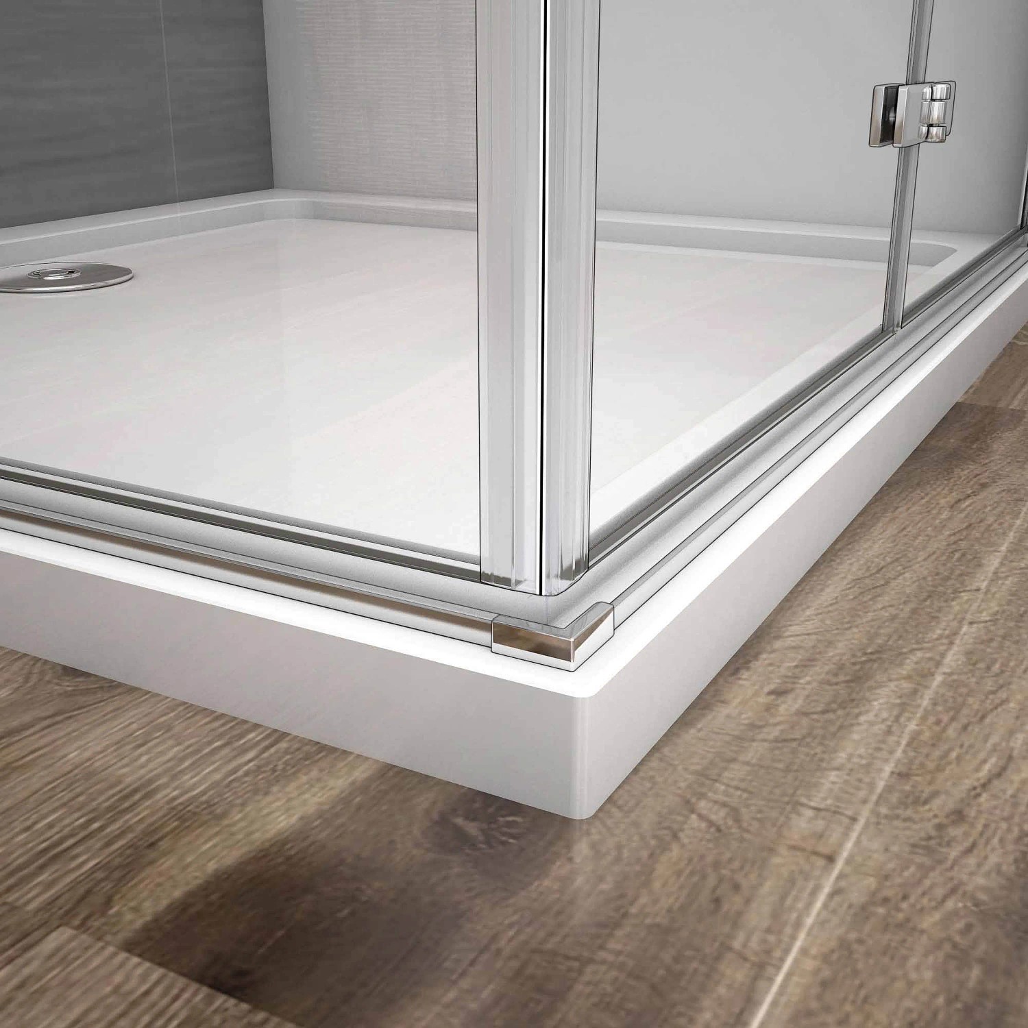 AICA Falttür Dusche 85x70cm, Eckeinstieg mit 6mm NANO Glas und Chromrahmen.
