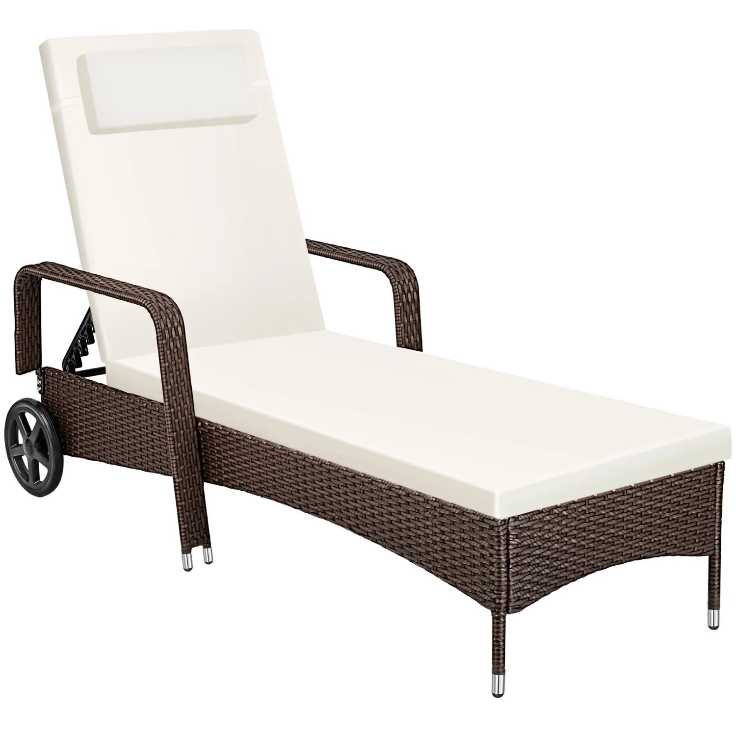 Tectake Rattan Sonnenliege  Widerstandsfähig Uv Beständig  200 x 70 x 33 cm Braun Gemischt