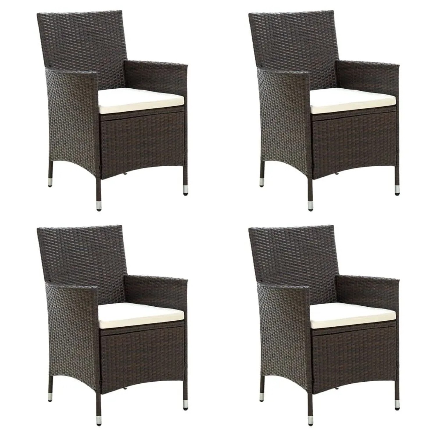 Furnicato Gartenstühle Mit Sitzpolster 4 Stk Poly Rattan Braun